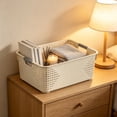 thumbnail image 4 of Extra Large Plastic Storage Bin with Handle – Stackable Organizer Bins for Home, Kitchen, Bathroom & Closet – Durable, Lightweight, Deformation-Resistant Containers for Toys, Clothes White C, 4 of 6