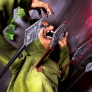 Haunted Hill Farm 4.4 ft Voice-Sensor Impaled Zombie Halloween Animatronic, HHIMPZOMB-1FLSA