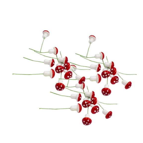 FRCOLOR Miniature Red Plastic Mushrooms for Garden Decor 100 Pcs Stylish Mini Mushroom Ornaments