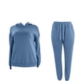 thumbnail image 2 of Gibobby Set Pants y Sudadera Mujer Conjunto de pantalones de bolsillo en ángulo recto de suéter de manga larga con capucha sólida informal a la moda para muje(Azul,XL), 2 of 4