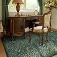 thumbnail image 3 of Floral Dark Green Area Rugs 5x7, Soft Washable Rugs for Living Room Bedroom,  Non Slip Low Pile Forest Stain Resistance Large Throw Carpet for Farmhouse Dining Room Office, Dark Green, 3 of 7