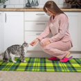 thumbnail image 3 of Yellow and Blue Checkered Pattern Anti Fatigue Kitchen Rugs Set Of 2, Non Slip Washable Decorative Floor Mats for Kitchen Sink Laundry, 17"x30" and 17"x47", 3 of 5