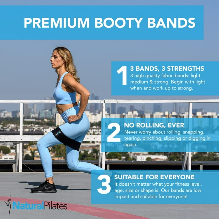 Booty Bands 3 Levels of Strengh. Resistance Bands for Working Out for Women. Fabric Exersise Bands for Legs and Glutes. Butt Bands for Butt Lift.