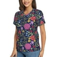 thumbnail image 2 of Honeii Floral Print Women's Classic V-Neck T-Shirt,Womens Fashion Tops,Stylish Everyday Top for Women, Casual Summer Spring Outfits Clothes-X-Large, 2 of 5