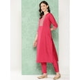 thumbnail image 4 of Janasya Women's Pink Crepe Silk Solid Kurta with Pant and Dupatta, 4 of 8