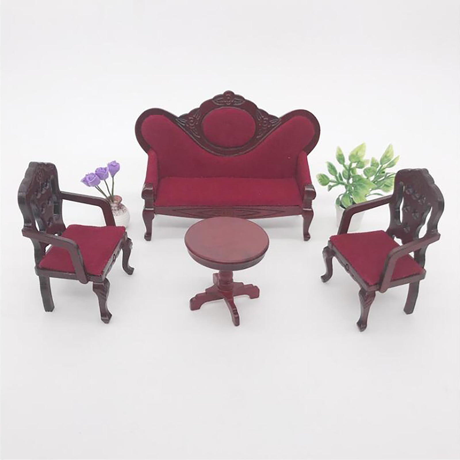 Miniature Dollhouse Victorian Gent's Chair Mahogany Floral Fabric 1:12 Scale New 