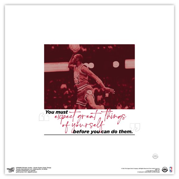 Gallery Pops Michael Jordan - Quote Expect Great Things Wall Art, Unframed Version, 12" x 12"