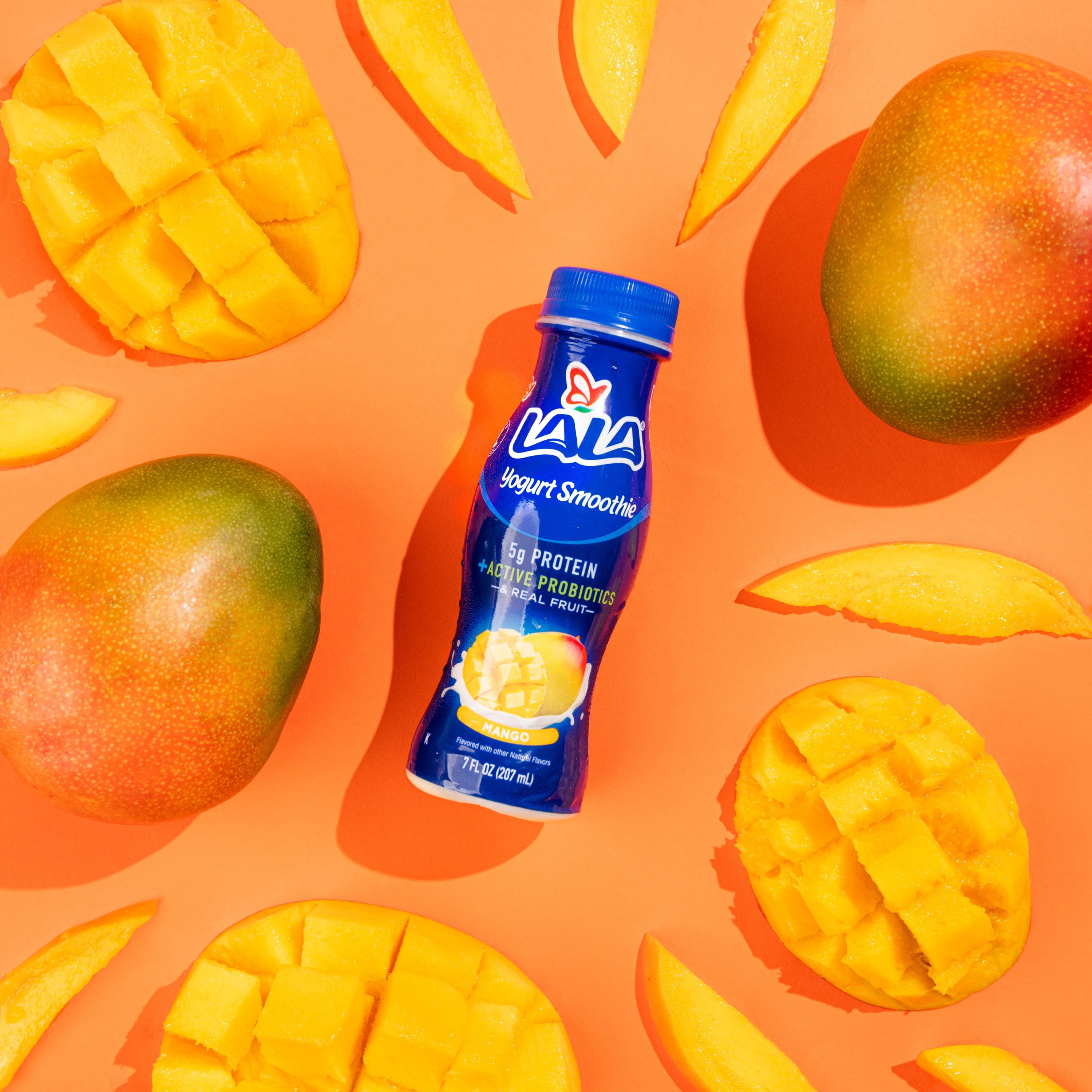 LALA Probiotic Protein Yogurt Smoothie Drink, Low Fat, Mango, 7 oz Plastic Bottle (10 Ct)