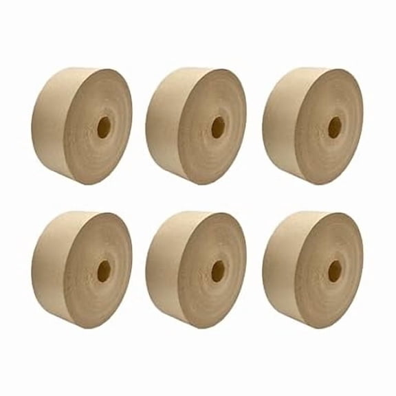 MMBM Gummed Tape 2.75 Inch x 167 Yards Kraft Paper Strong Tear-Resistant Adhesive Heavy Duty, 6 Rolls