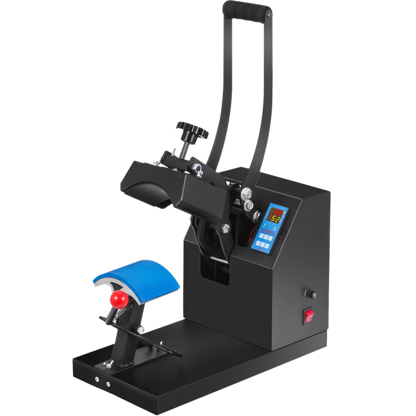 KFFKFF Heat Press Hat Machine 6x3.75Inch Arc Component Cap Press Shell-like Structure Heat Application for Caps Solid Metal Construction Non-adhesive Digital LCD Timer and Heat Regulation