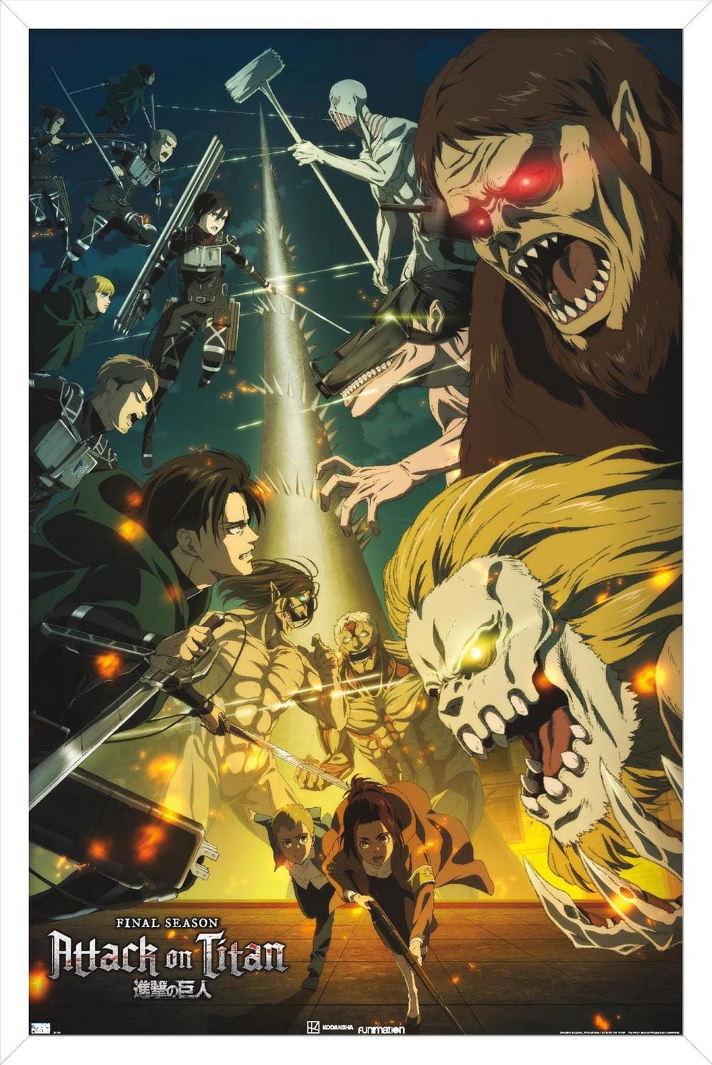 Attack on Titan: Season 4 - Key Visual 3 Wall Poster with Magnetic Frame, 22.375" x 34"