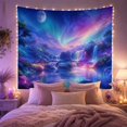 thumbnail image 2 of Moonlit Waterfall Under Colorful Aurora Sky, Dreamy Fantasy Style for Space Lovers, Galaxy Wall Art, Housewarming Gift, Tapestry Wall Hanging for Bedroom and Dorm, 2 of 7