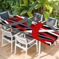thumbnail image 2 of Red Black Geometric Table Cloths for 8 Foot Rectangle Tables, Modern Art Abstract Grey Line Patio Waterproof Elastic Fitted Tablecloths, Washable Rectangular Table Cover for Camping, 2 of 8