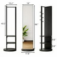thumbnail image 3 of 360 ° giratorio 66 "x17.8" espejo multifuncional de longitud completa con gancho de almacenamiento rack, 3 of 5