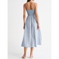 thumbnail image 6 of Jaimenalin Women'S Summer Midi Dresses Plaid Sleeveless Spaghetti Strap Smocked Tiered Beach Sundress Pockets Blue XS, 6 of 7