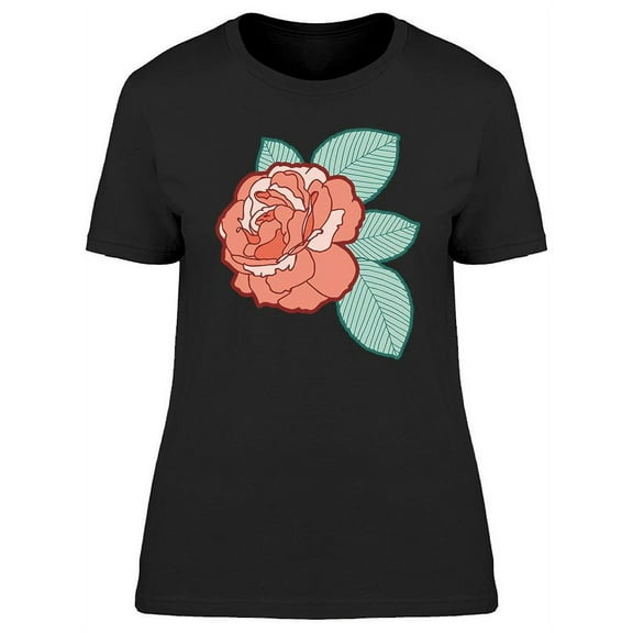 Rose Flower With Leaves. T-Shirt Women -Image by Shutterstock, Female XX-Large