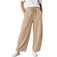 thumbnail image 6 of Inleife Women's Solid Barrel Wide Leg Sweatpants Drawstring Elastic Waisted Wide Leg Pants Casual Trousers With Pockets Corduroy Pants, 6 of 6
