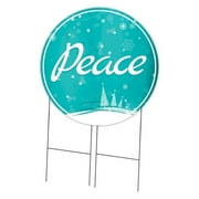 SignMission 36 in. Corrugated Circular Plastic Sign with Stakes - Peace