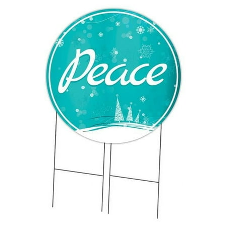 SignMission 36 in. Corrugated Circular Plastic Sign with Stakes - Peace