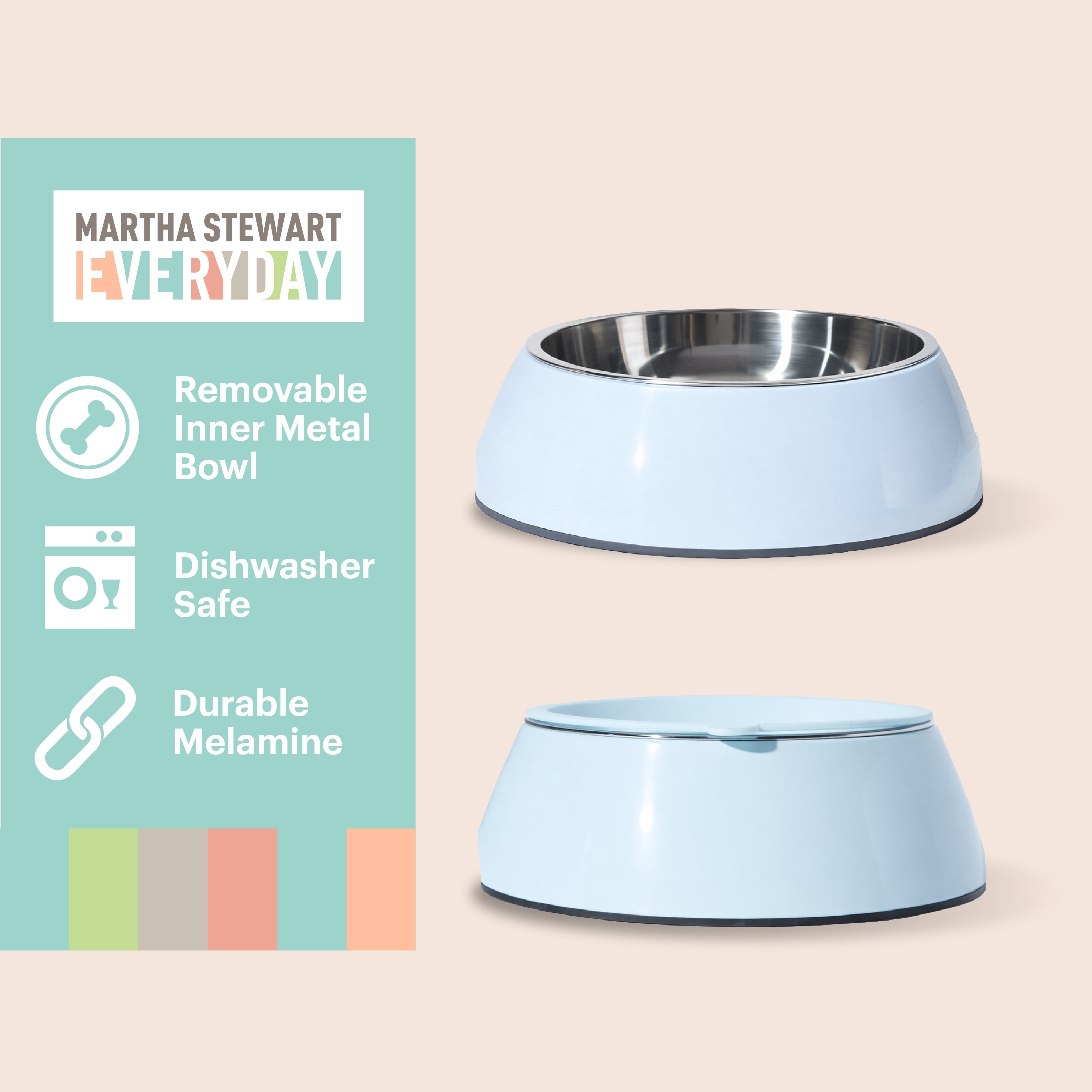 3 in 1 Melamine Dog Bowl Set with Lid Medium Blue Large to Extra Large