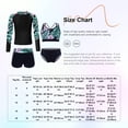 thumbnail image 7 of Yeahdor Girls Teens 4Pcs Printed Swimsuit Long Sleeve Tops with Crop Top Shorts Briefs for Bathing Pool Beach Swimming Black 10, 7 of 7