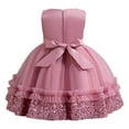 thumbnail image 4 of Flower Girl's Ruffles Sequins Dress,Kids Vintage Wedding Party Dresses Holiday Child Formal Pageant Gowns Kids Vacation Dress 90, 4 of 4