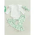 thumbnail image 2 of Bagilaanoe 3Pcs Newborn Baby Girl Long Pants Set Long Sleeve Romper Tops + Flare Trousers + Headband 6M 12M 18M 24M Infant Casual Outfits, 2 of 9