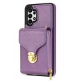 thumbnail image 3 of for Samsung Galaxy A13 4G Case Wallet with Shoulder Strap for Women - Crossbody Lanyard,Zipper Pocket,Credit Card Holder,Shockproof - Metal Buckle Closure Premium PU Leather Case, Purple, 3 of 10