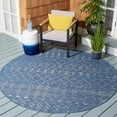 thumbnail image 2 of SAFAVIEH Courtyard Searlait Geometric Indoor/Outdoor Area Rug, Blue/Ivory, 6'7" x 6'7" Round, 2 of 8