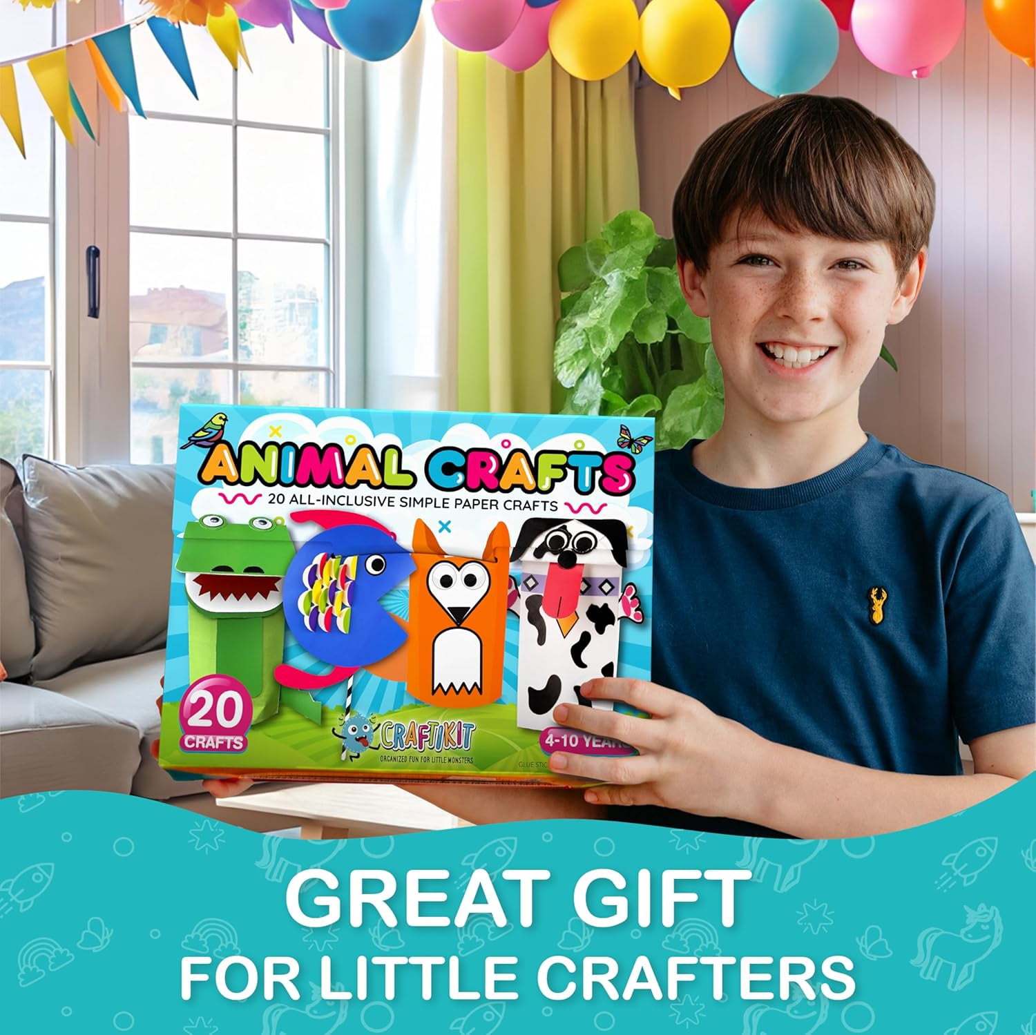 Craftikit Animal Arts and Crafts Kit for Ages 4-10