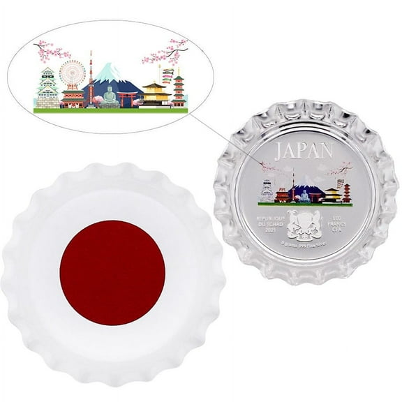2021 Chad 6 Gram World Landmarks - Japan Bottle Cap Proof Silver Coin .999 Fine (in Cap)