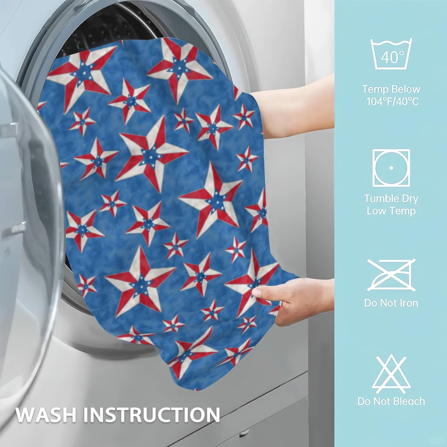Patriotcs 2 Pack Hand Towels for Bath,4th of July American Star Decorative Towels Highly Absorbent Soft Towels for Bathroom Beach Kitchen Spa Gym Face Towel 14x28 Inch