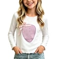 thumbnail image 2 of Kids Cute Tops Layering Crew Neck Printed Long Sleeve Shirts Ruffle Hem Casual Soft Fall Winter Outfits White 3-4Years, 2 of 5