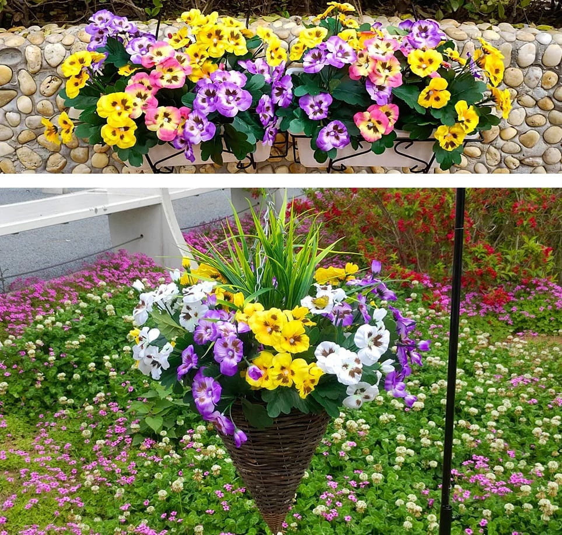 RuWeoMaa 24 Bundles Artificial Pansies Fake Flowers, 13" Artificial Pansies Silk Wild Flowers UV Resistant Faux Plants for Front Door Garden Porch Yard Spring Summer Indoor Outdoor Home Decor