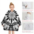 thumbnail image 6 of Black White Tie Dye Mandala Pattern Blanket Hoodies for Kids 6-13YR Oversize Wearable Blanket Hoodies for Boys Girls Teens, 6 of 7