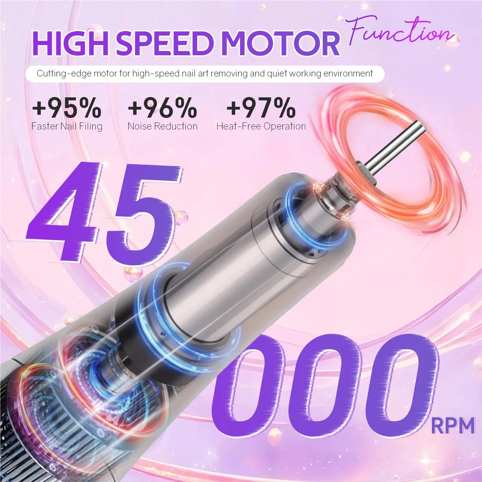 45000RPM Rechargeable Nail Drill Machine Desktop Polishing Machine Electric Nail File 1800mAh Battery Nail Tools