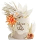 thumbnail image 1 of Adornos para tartas de estilo bohemio con plantas artificiales, reutilizables, con hojas de palma naturales, para fiestas temáticas, bodas, cumpleaños (22 unidades), 1 of 7
