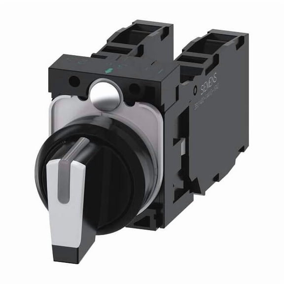 Siemens Selector Switch, 22 mm, 2NO/2NC, White 3SU1100-2BM60-1LA0