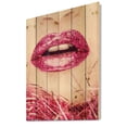 thumbnail image 2 of Designart 'Close-Up Of Golden Female Lips II' Modern Print on Natural Pine Wood, 2 of 5
