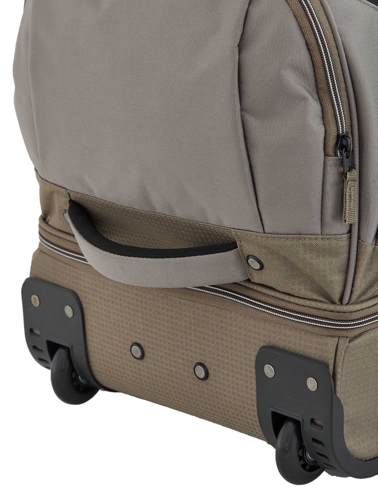 Wrangler 30" Polyester Drop-Bottom Rolling Travel Duffel w/ Interior Toiletry Pocket - Fallen Rock