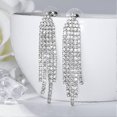 thumbnail image 2 of Chandelier Tassel Dangle Linear Drop Earrings Party Jewelry Clear Austrian Crystal, 2 of 4