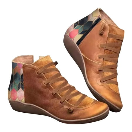 

Winter Boots for Women Women Short Boots Ladies Fashion Vintage Style Zipper Flat Shoes Ankle Short Boots