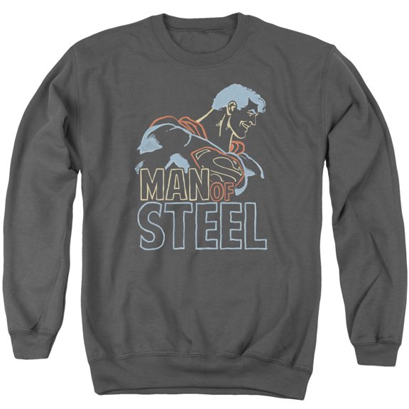 Superman Colored Lines Adult Crewneck Sweatshirt Charcoal