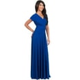 thumbnail image 5 of KOH KOH Long V-Neck Flowy Cap Short Sleeve V-Neck Bridesmaid Wedding Guest Party Formal Summer Sundress Tall Gown Maxi Dress Dresses For Women Cobalt Royal Blue Medium US 8-10 NT074, 5 of 7