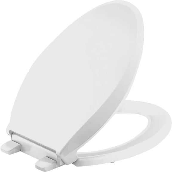 KOHLER 4636-RL-0 Cachet ReadyLatch Elongated Toilet Seat, Quiet-Close Lid and Seat, Countoured Seat, Grip-Tight Bumpers and Installation Hardware, White