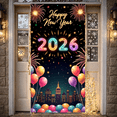 thumbnail image 5 of Neon Theme Happy New Year Banner Fireworks Design 2026 Background Colorful Balloons Golden Stars New Year Celebration Backdrop for New Year Party Family Gathering Photo Backdrop, 5 of 9