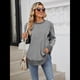 thumbnail image 4 of Sudadera de Mujer de Larga con Cuello Redondo y Rayas para Otoño. Gris L, 4 of 9