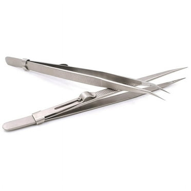 2PCS Tweezers, Model Hobby Making Tools, Upgraded Bent and Straight Flat Tip Stainless Steel Tweezers