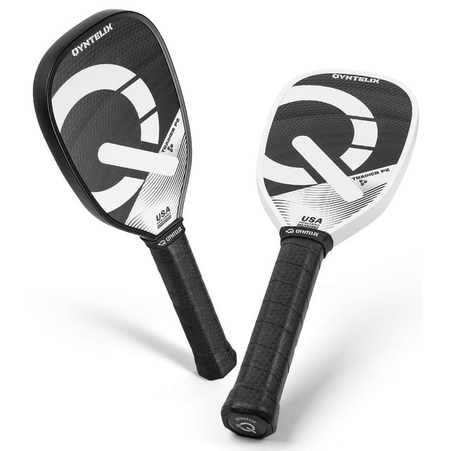 Pala de pickleball Qyntelix Trainer P2 de fibra de carbono de 16 mm