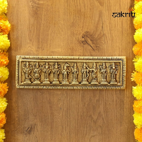 Brass Dasavatharam Mounted Plate – 3.8 Inch Decorative Wall Plate of Vishnu’s Avatars
